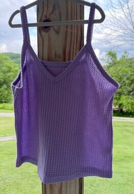 Fairycore Cottagecore Boho Romantic Purple Textured Cami Tank Crop Top Size M